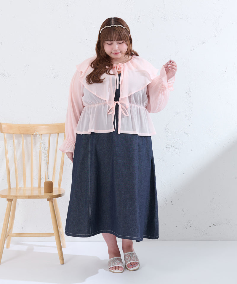 GLITTER SHEER RIBBON RAFFLE BLOUSE/ラメシアーリボンラッフルブラウス