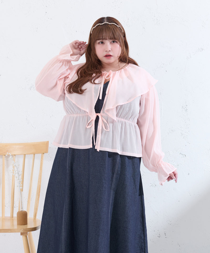 GLITTER SHEER RIBBON RAFFLE BLOUSE/ラメシアーリボンラッフルブラウス|Louiosy ルオシー