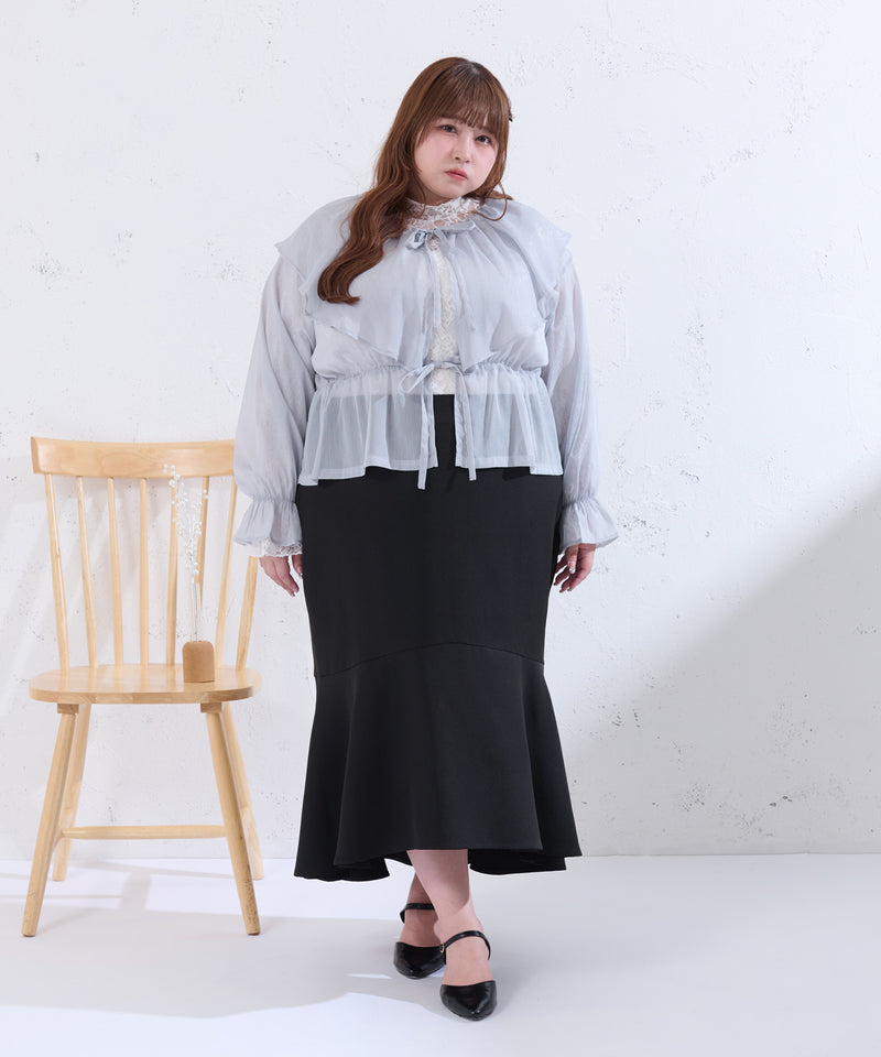 GLITTER SHEER RIBBON RAFFLE BLOUSE/ラメシアーリボンラッフルブラウス