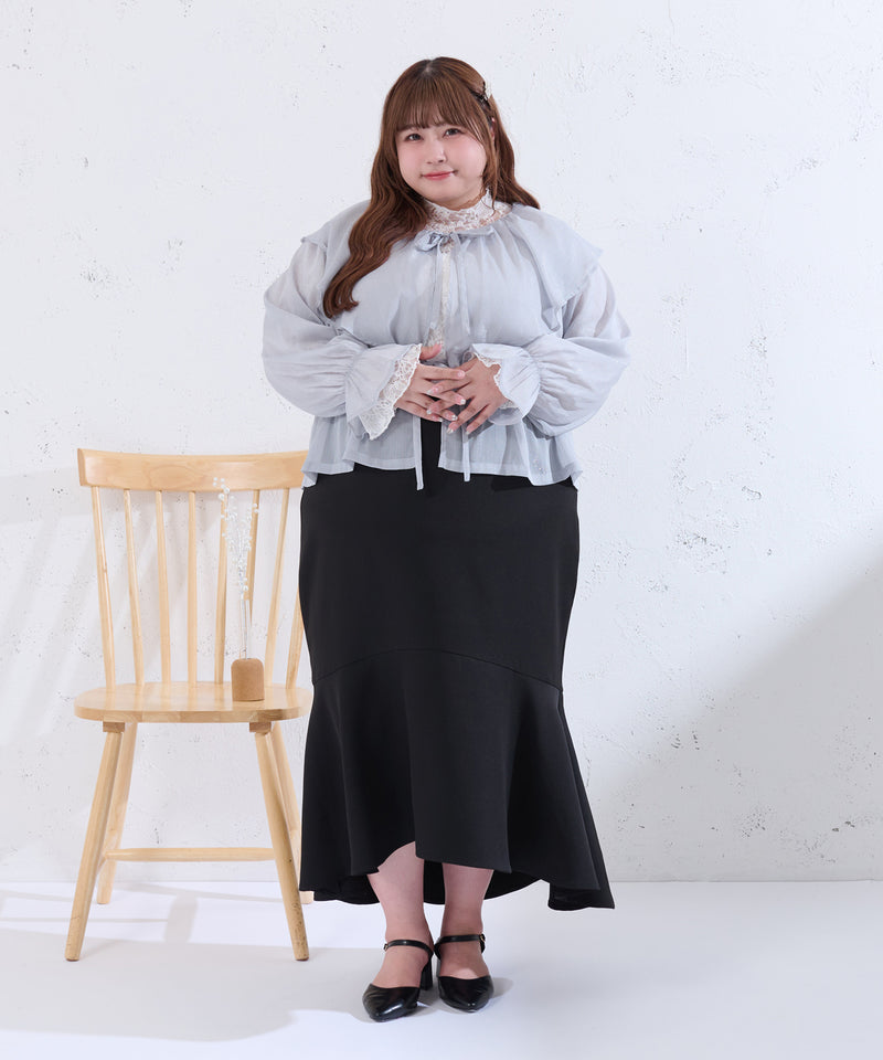 GLITTER SHEER RIBBON RAFFLE BLOUSE/ラメシアーリボンラッフルブラウス