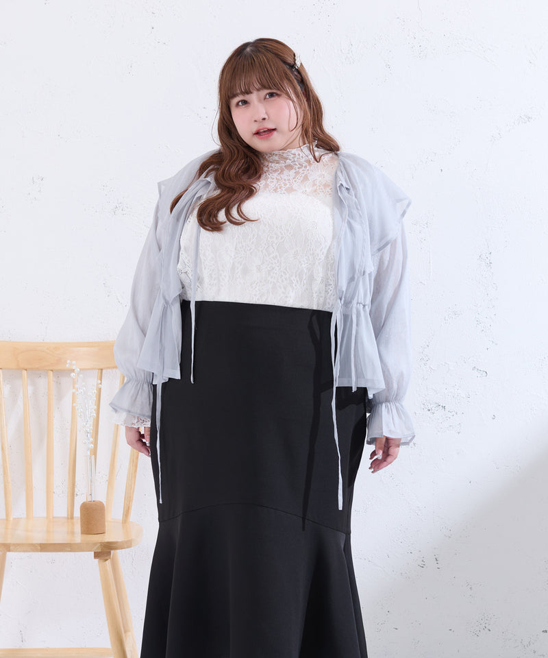 GLITTER SHEER RIBBON RAFFLE BLOUSE/ラメシアーリボンラッフルブラウス