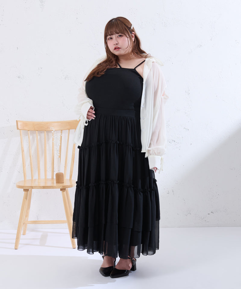 RIBBON SLEEVE SHEER OVER SHIRT/リボンスリーブシアーオーバーシャツ