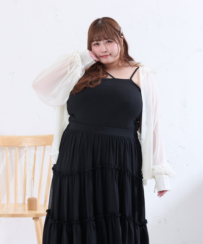 RIBBON SLEEVE SHEER OVER SHIRT/リボンスリーブシアーオーバーシャツ