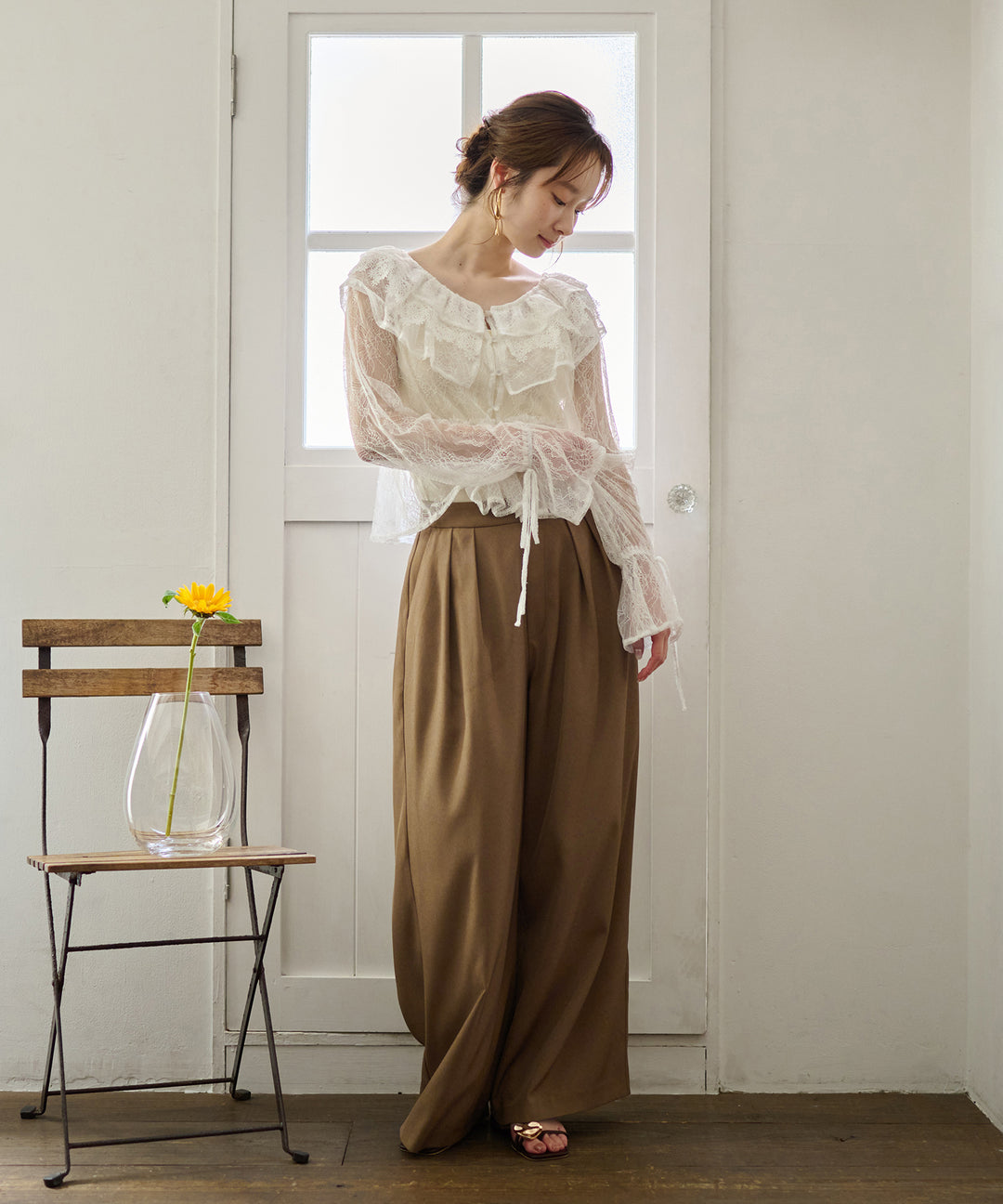mideal シアードッキングブラウス mideal ブラウス シャツ long sheer shirt / ロングシアーシャツ