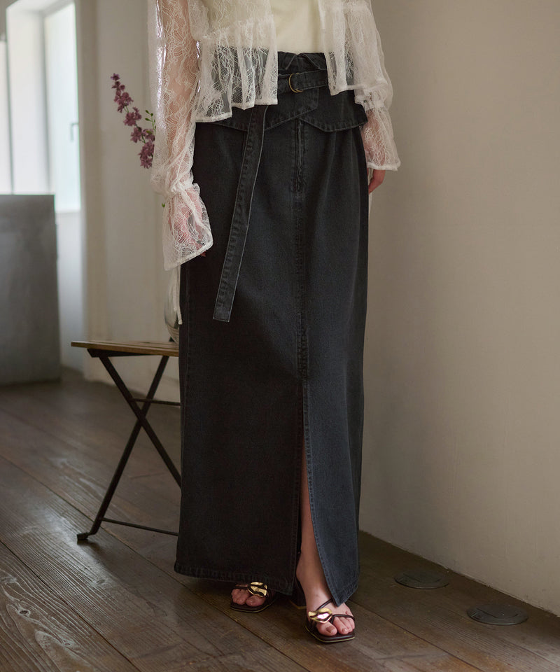2way design slit denim skirt / 2wayデザインスリットデニムスカート