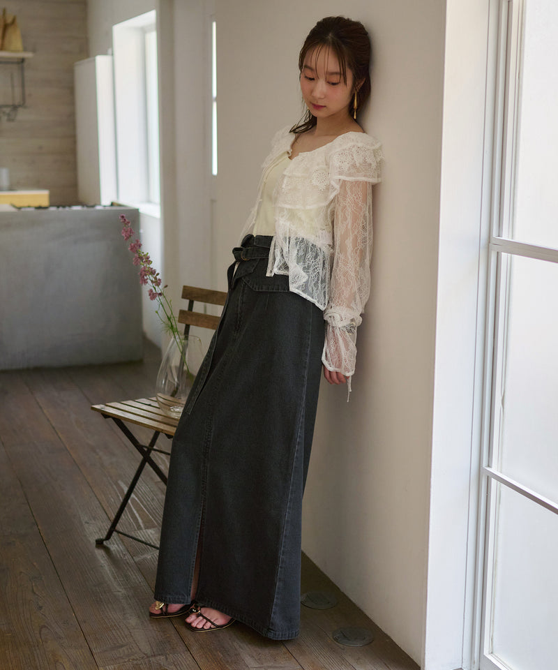2way design slit denim skirt / 2wayデザインスリットデニムスカート