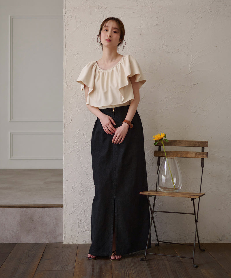 2way design slit denim skirt / 2wayデザインスリットデニムスカート