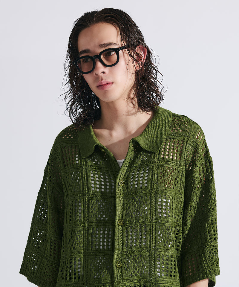 【WETTEMPT｜ウィテンプト】CROCHET KNIT SHIRT / クロシェニットシャツ