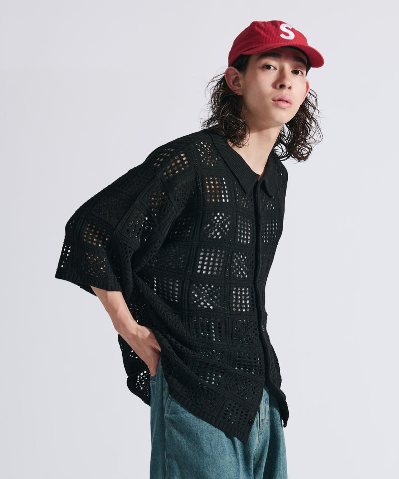 【WETTEMPT｜ウィテンプト】CROCHET KNIT SHIRT / クロシェニットシャツ