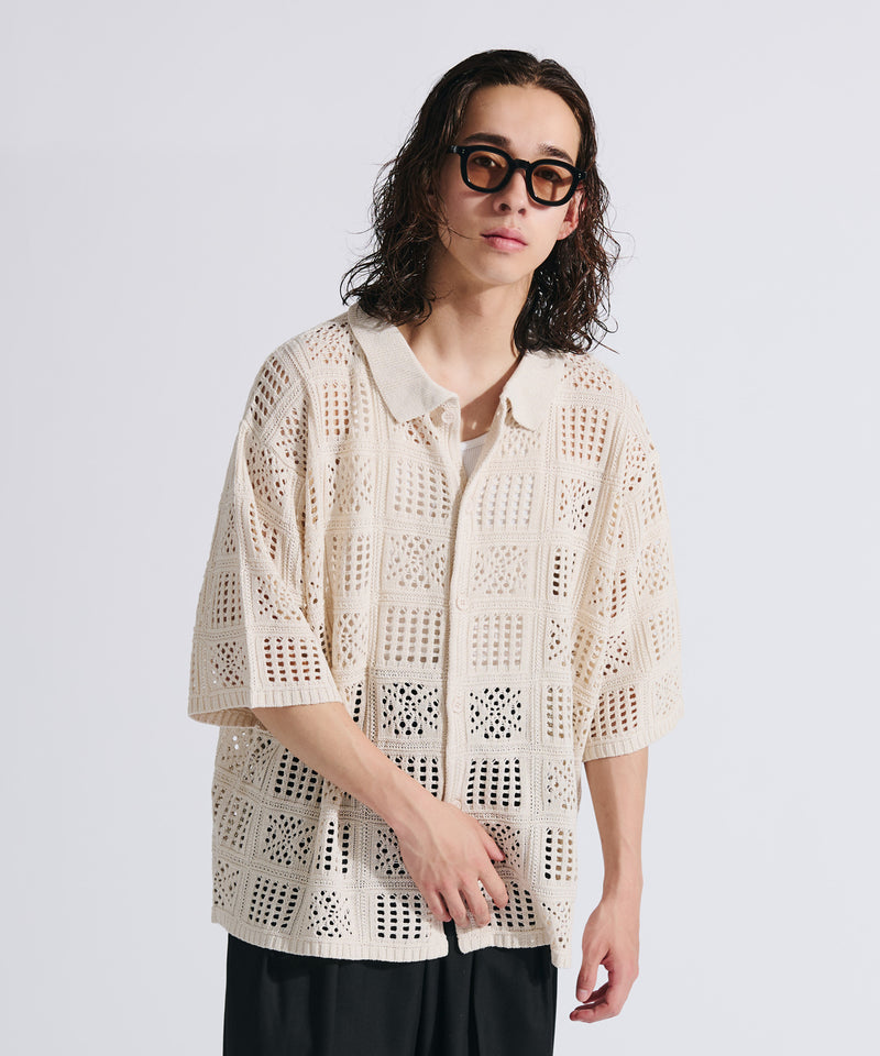 【WETTEMPT｜ウィテンプト】CROCHET KNIT SHIRT / クロシェニットシャツ