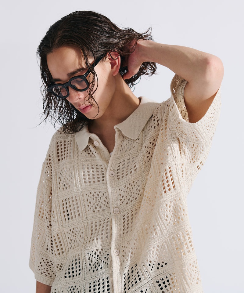 【WETTEMPT｜ウィテンプト】CROCHET KNIT SHIRT / クロシェニットシャツ