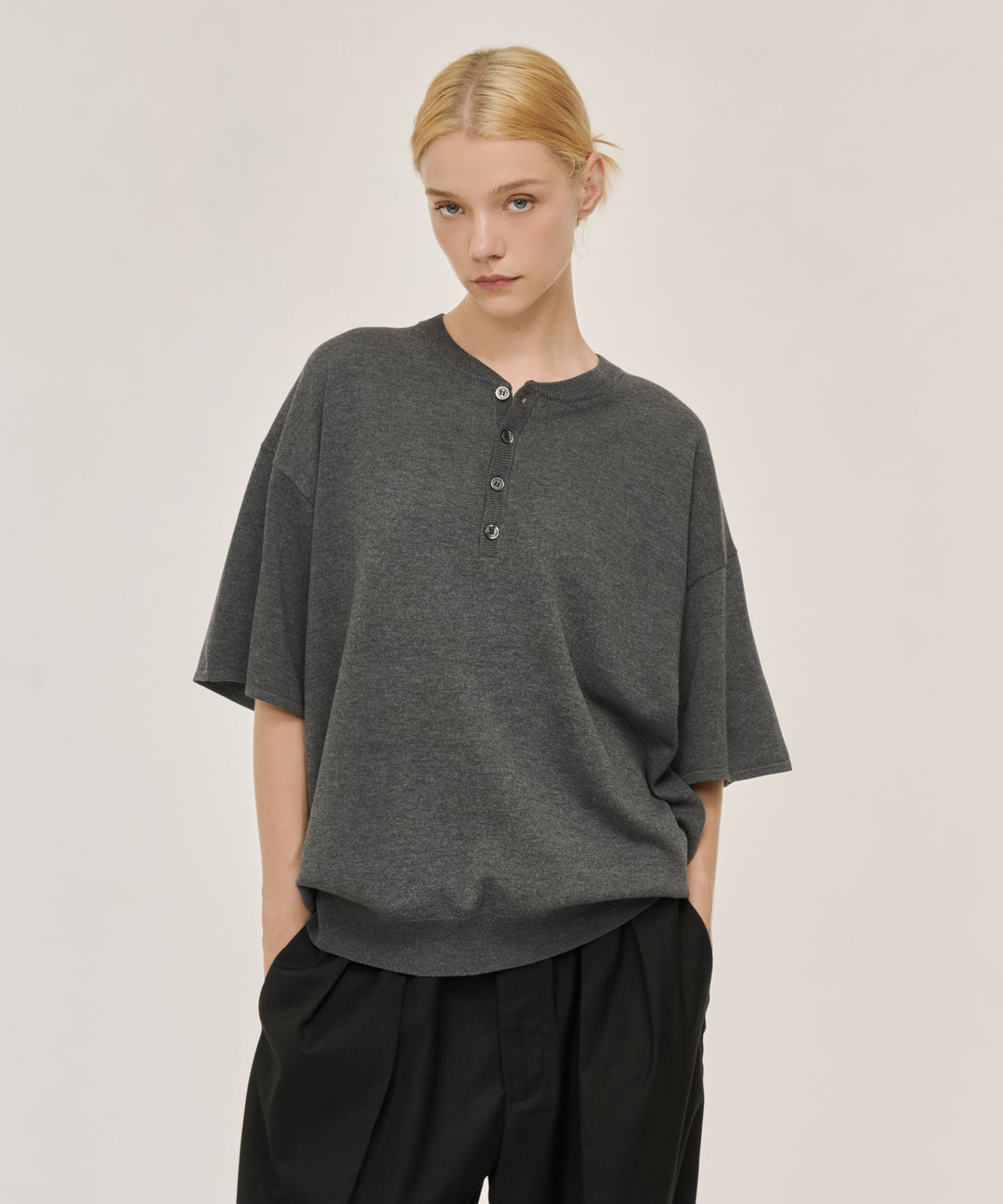 WETTEMPT｜ウィテンプト】HIGH GAUGE HENRY NECK S/S KNIT