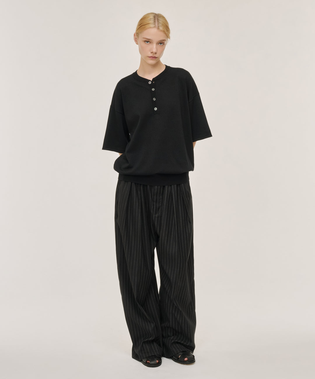 WETTEMPT｜ウィテンプト】HIGH GAUGE HENRY NECK S/S KNIT