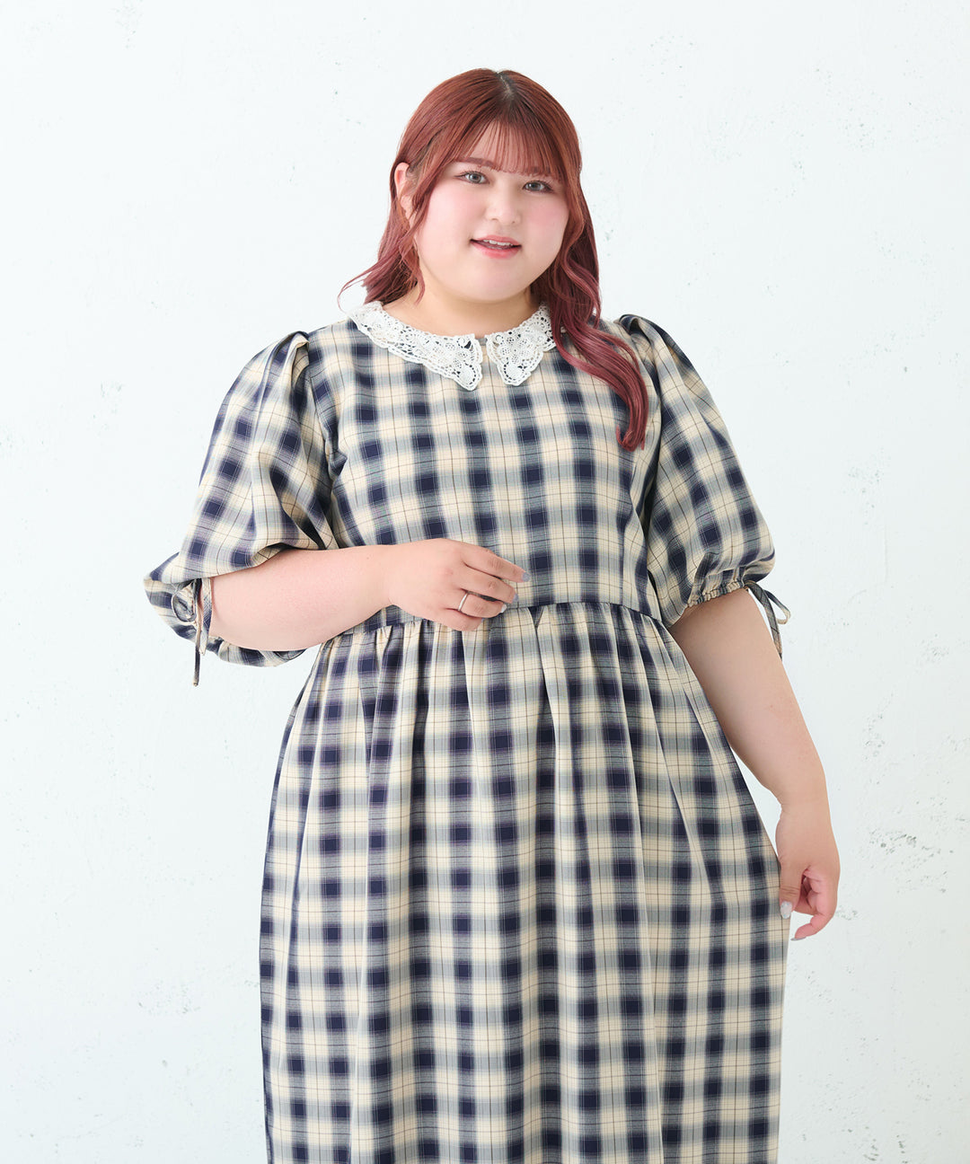 Louiosy |ルオシー|favclo.|LACE COLLAR PLAID DRESS/レースカラーチェックワンピース