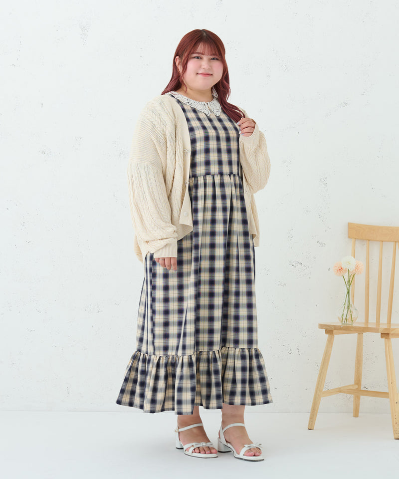 LACE COLLAR PLAID DRESS/レースカラーチェックワンピース