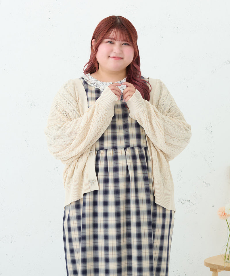 LACE COLLAR PLAID DRESS/レースカラーチェックワンピース