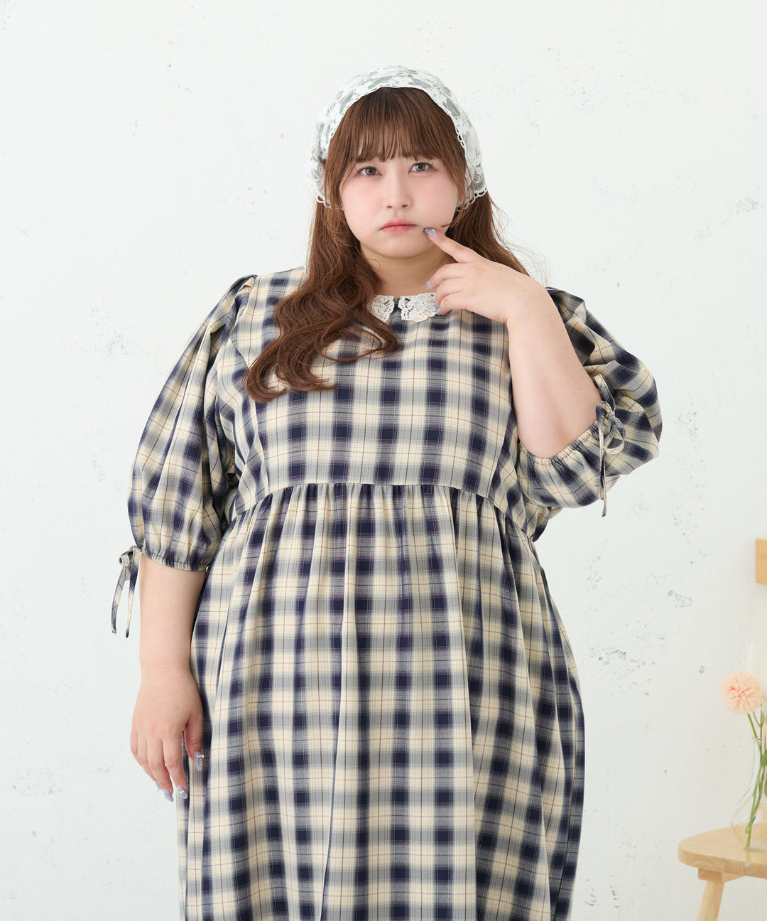 Louiosy |ルオシー|favclo.|LACE COLLAR PLAID DRESS/レースカラーチェックワンピース