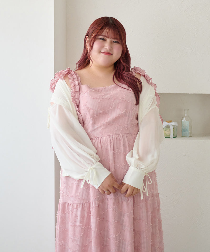 RIBBON SLEEVE SHEER OVER SHIRT/リボンスリーブシアーオーバーシャツ