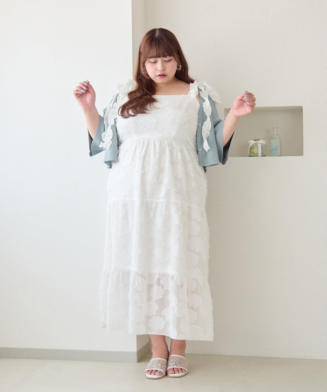 Louiosy |ルオシー|JACQUARD FRILL RIBBON CAMI DRESS/ジャガードフリルリボンキャミワンピース – favclo.