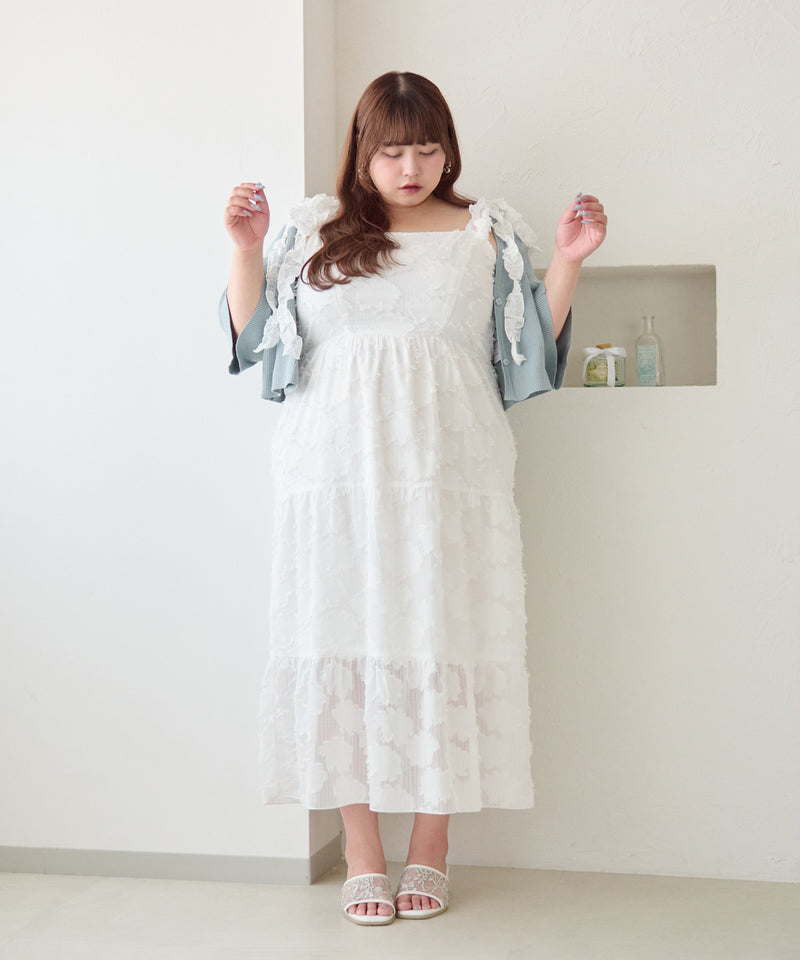 JACQUARD FRILL RIBBON CAMI DRESS/ジャガードフリルリボンキャミワンピース