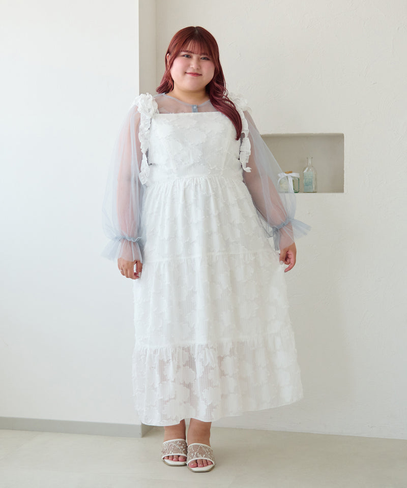 JACQUARD FRILL RIBBON CAMI DRESS/ジャガードフリルリボンキャミワンピース