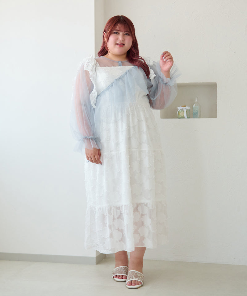 JACQUARD FRILL RIBBON CAMI DRESS/ジャガードフリルリボンキャミワンピース