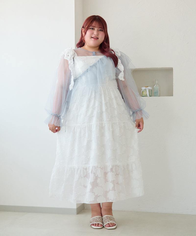 JACQUARD FRILL RIBBON CAMI DRESS/ジャガードフリルリボンキャミワンピース