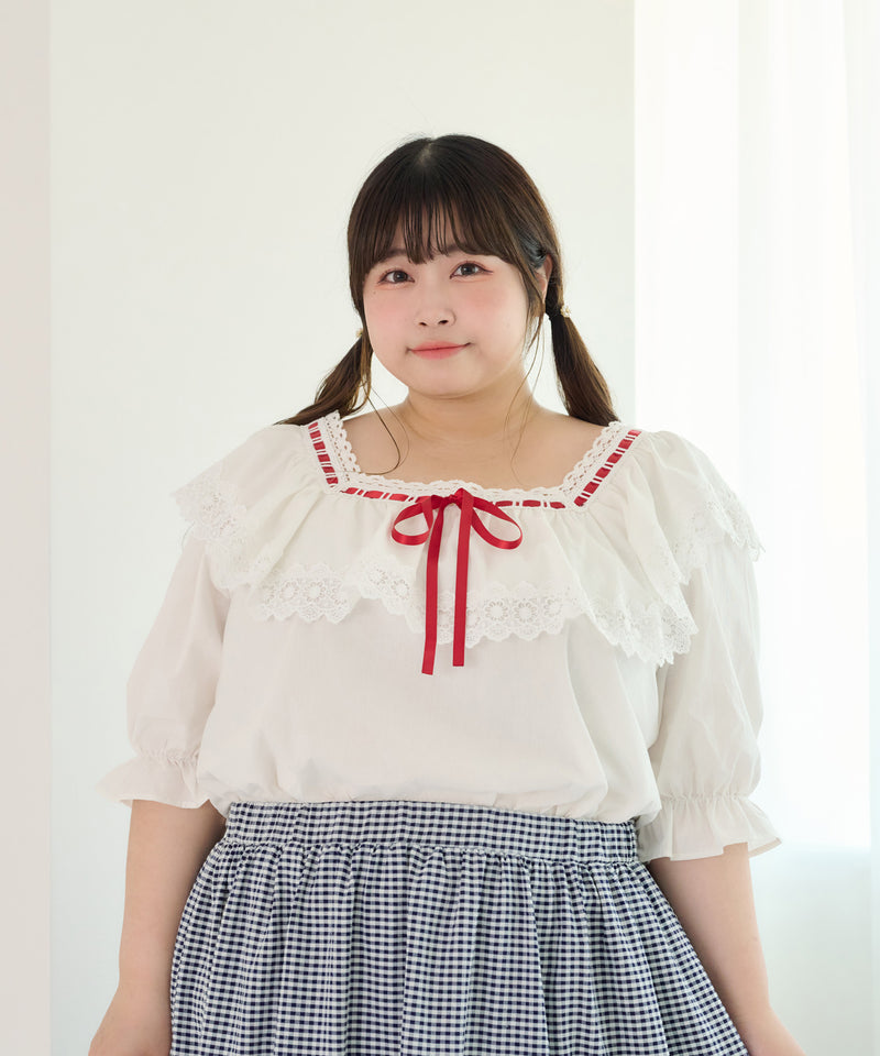 RIBBON DESIGN FRILL BLOUSE/リボンデザインフリルブラウス