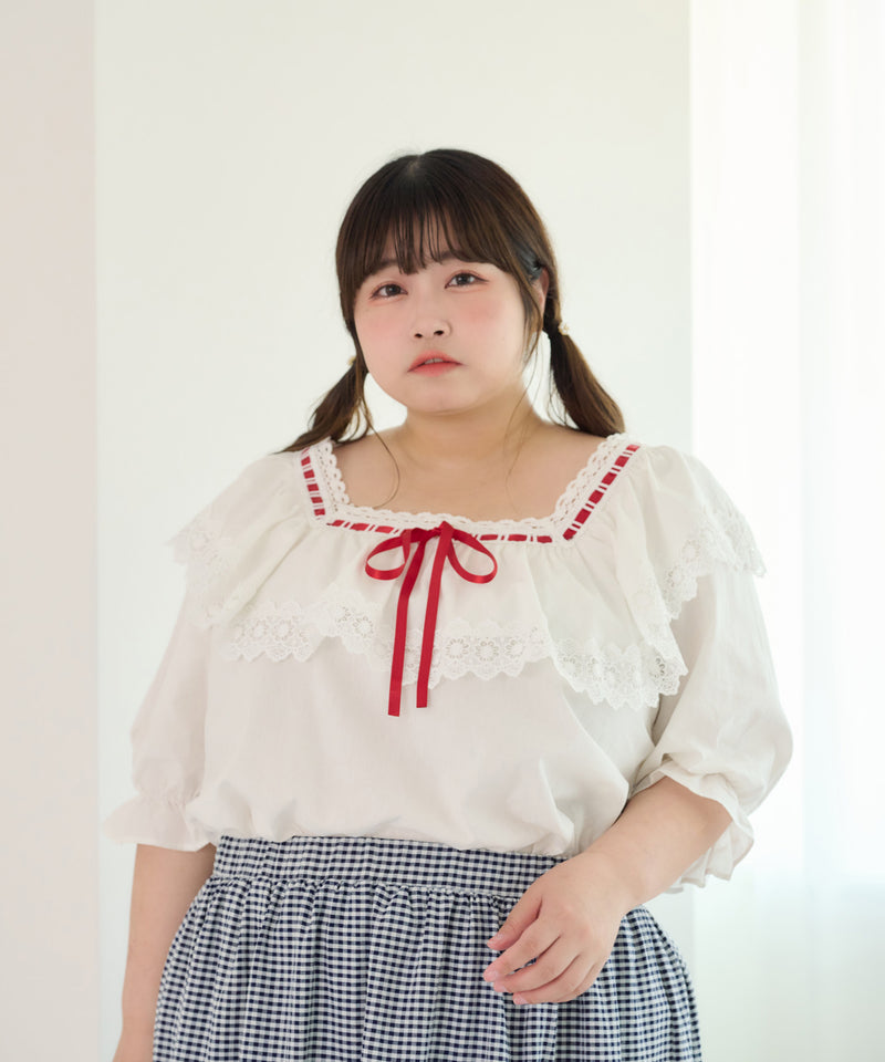 RIBBON DESIGN FRILL BLOUSE/リボンデザインフリルブラウス