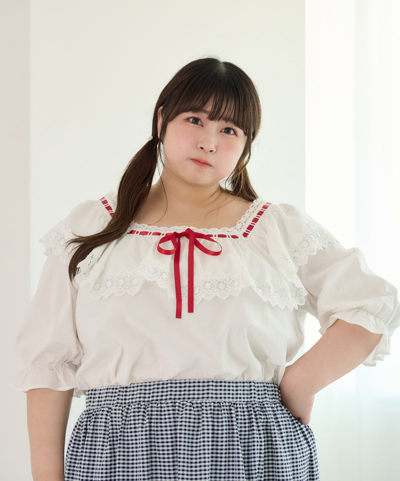 RIBBON DESIGN FRILL BLOUSE/リボンデザインフリルブラウス