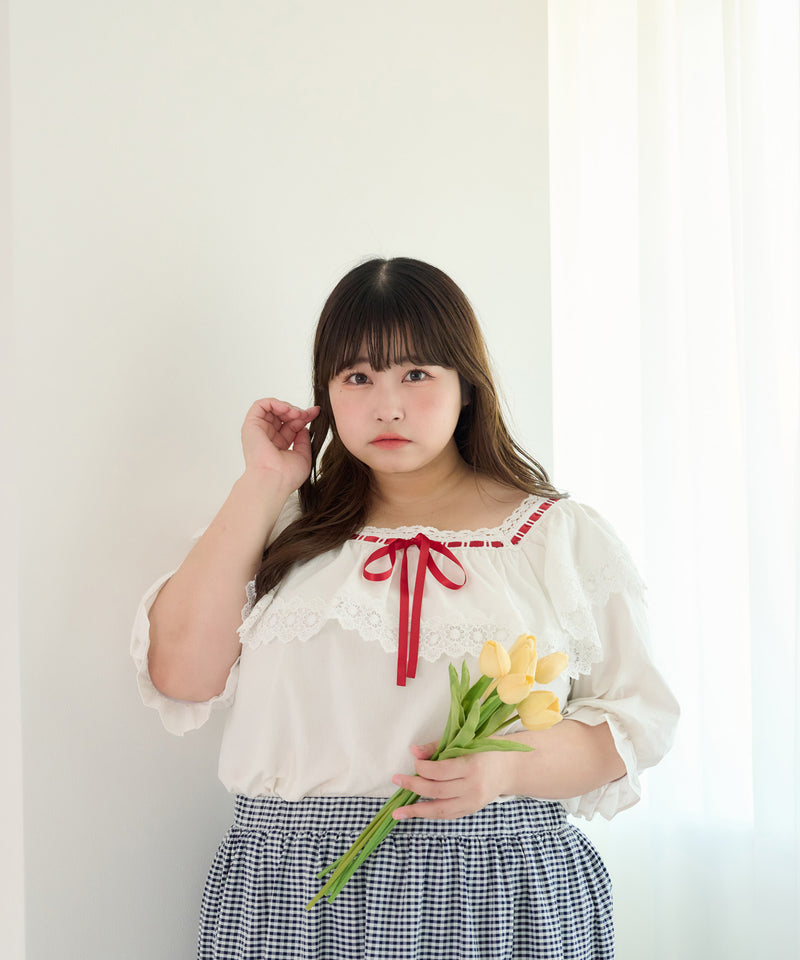 RIBBON DESIGN FRILL BLOUSE/リボンデザインフリルブラウス