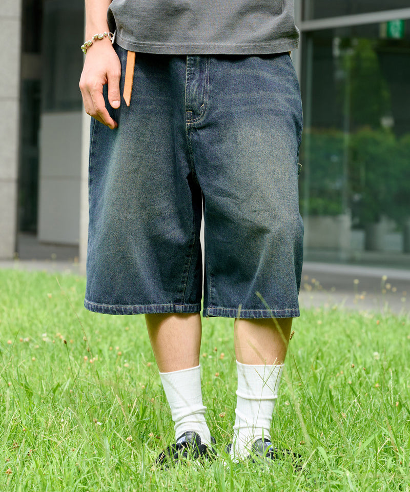 【WETTEMPT｜ウィテンプト】　OVER DYED DENIM HALF PANTS /オーバーダイデニムハーフパンツ