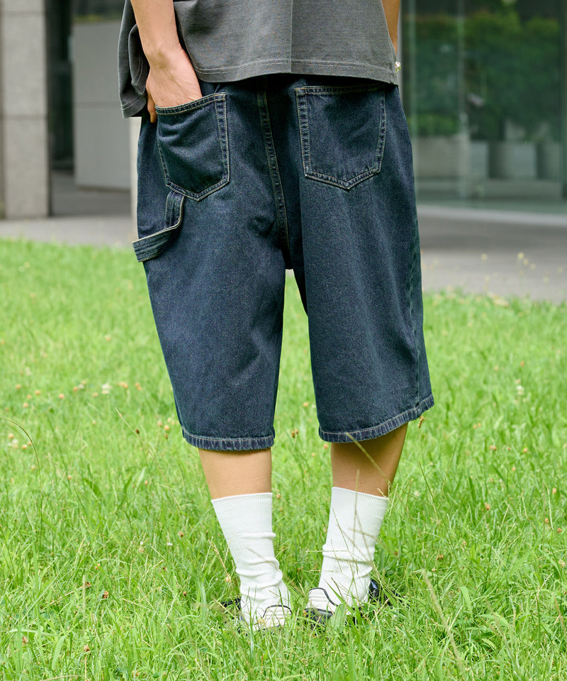 【WETTEMPT｜ウィテンプト】　OVER DYED DENIM HALF PANTS /オーバーダイデニムハーフパンツ