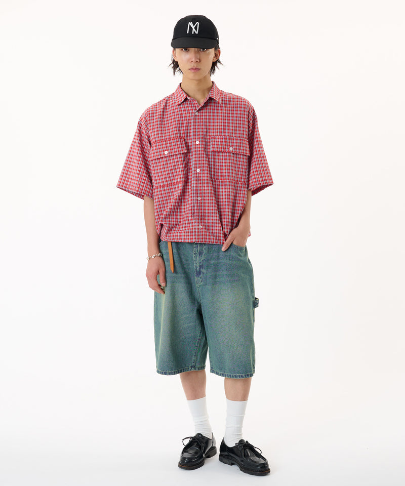 【WETTEMPT｜ウィテンプト】　OVER DYED DENIM HALF PANTS /オーバーダイデニムハーフパンツ