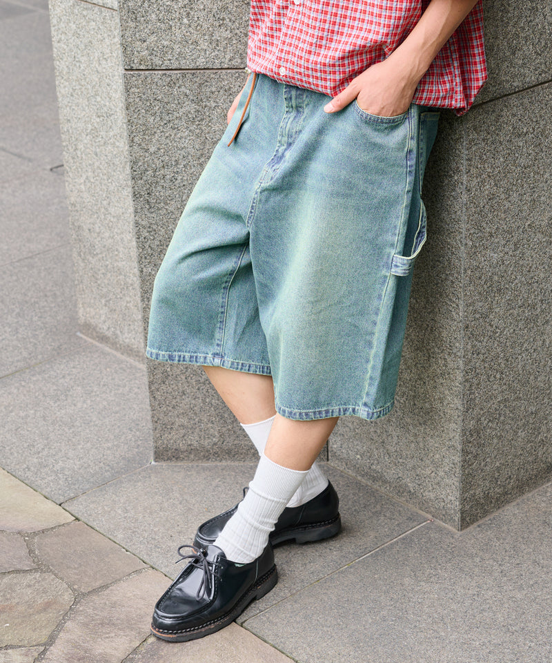 【WETTEMPT｜ウィテンプト】　OVER DYED DENIM HALF PANTS /オーバーダイデニムハーフパンツ