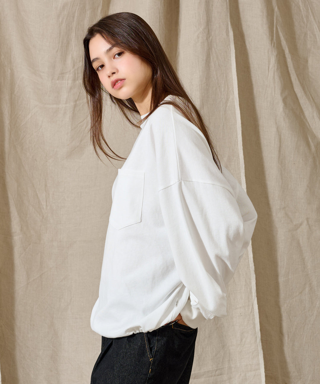 WETTEMPT｜ウィテンプト】OVERSIZED DRAW CORD LONG TEE