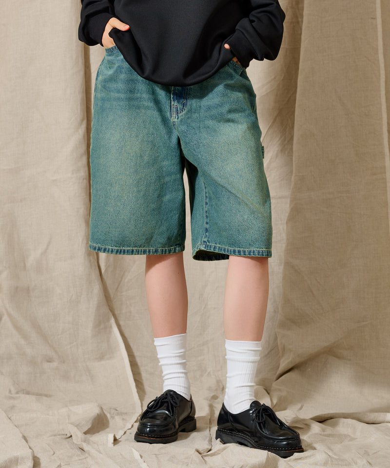 【WETTEMPT｜ウィテンプト】　OVER DYED DENIM HALF PANTS /オーバーダイデニムハーフパンツ