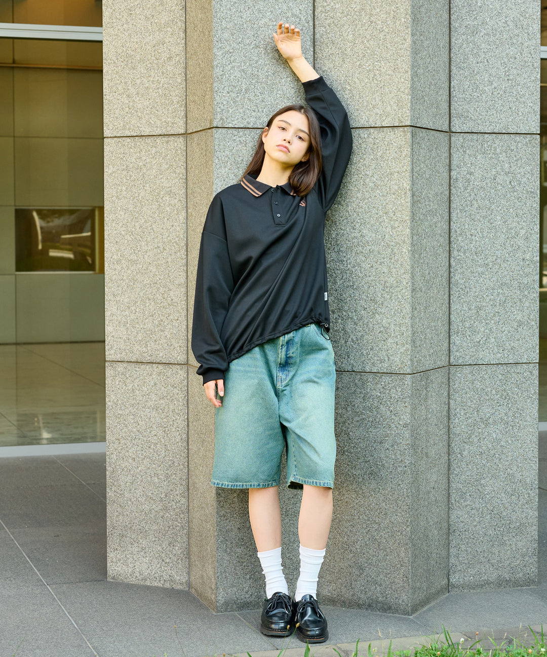 WETTEMPT｜ウィテンプト】MOSS STITCH LONG POLO SHIRT / 鹿の子