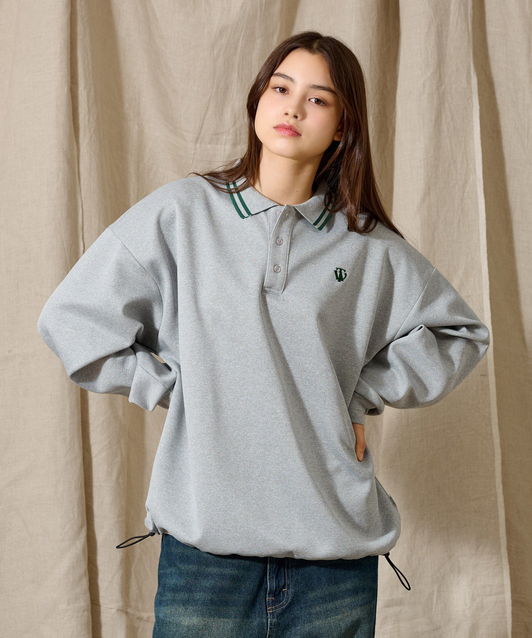 冬ギフト  WETTEMPT｜ウィテンプト】MOSS STITCH LONG POLO SHIRT / 鹿の子 トップス