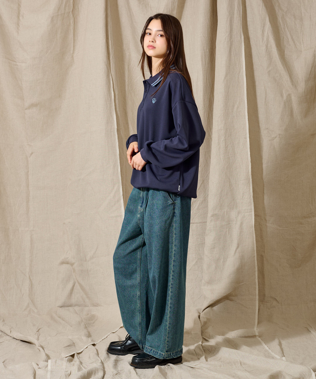 WETTEMPT｜ウィテンプト】MOSS STITCH LONG POLO SHIRT / 鹿の子