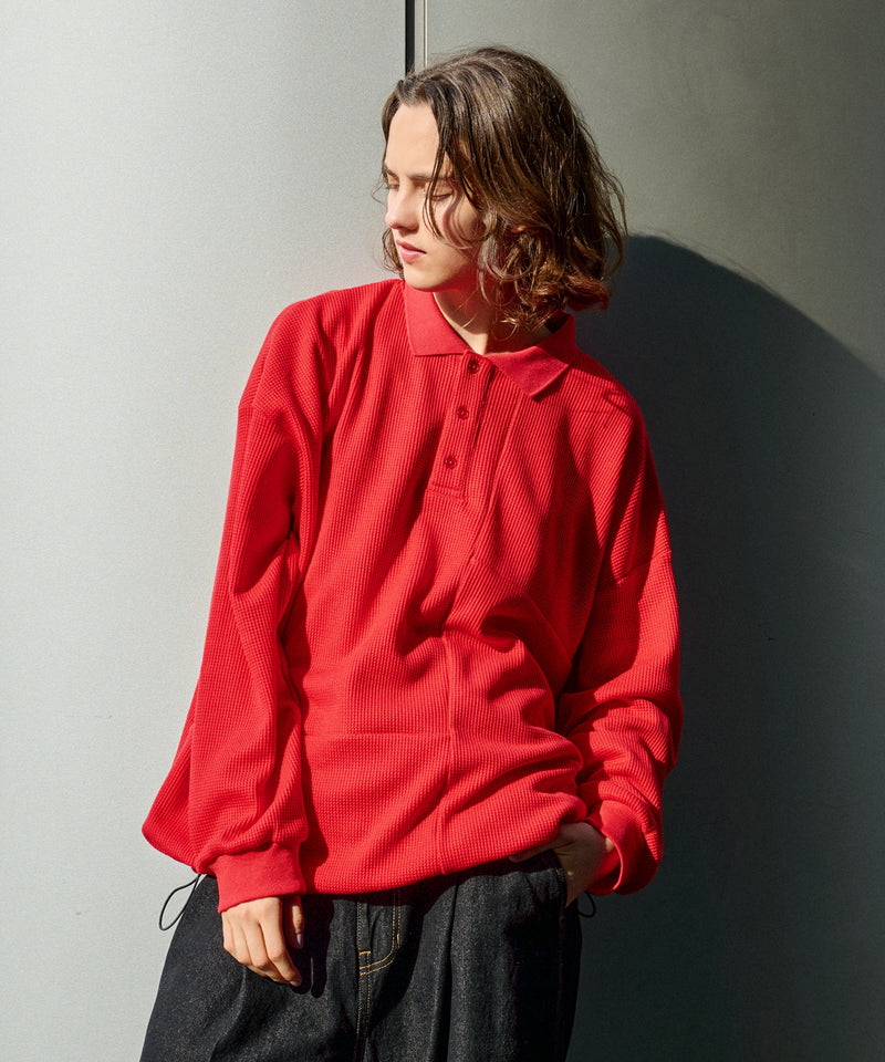 【WETTEMPT｜ウィテンプト】WAFFLE LONG POLO SHIRT / ワッフルロングポロシャツ