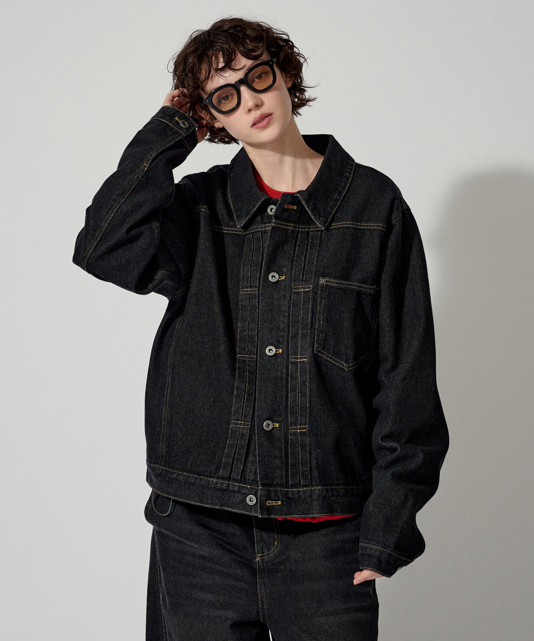 【12oz】ワイドシルエットヴィンテージライクデニムジャケット Lサイズ 12oz】ワイドシルエットヴィンテージライクデニムジャケット