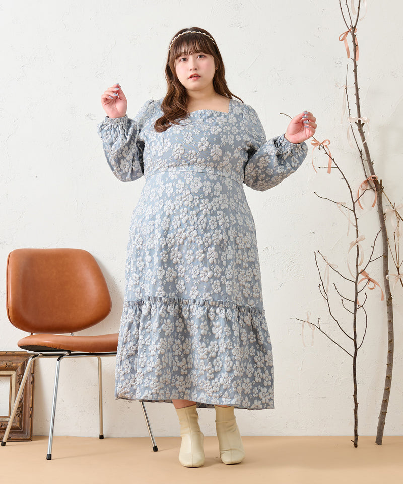 FLOWER JACQUARD ONEPIECE / フラワージャガードワンピース