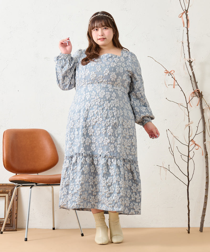 FLOWER JACQUARD ONEPIECE / フラワージャガードワンピース