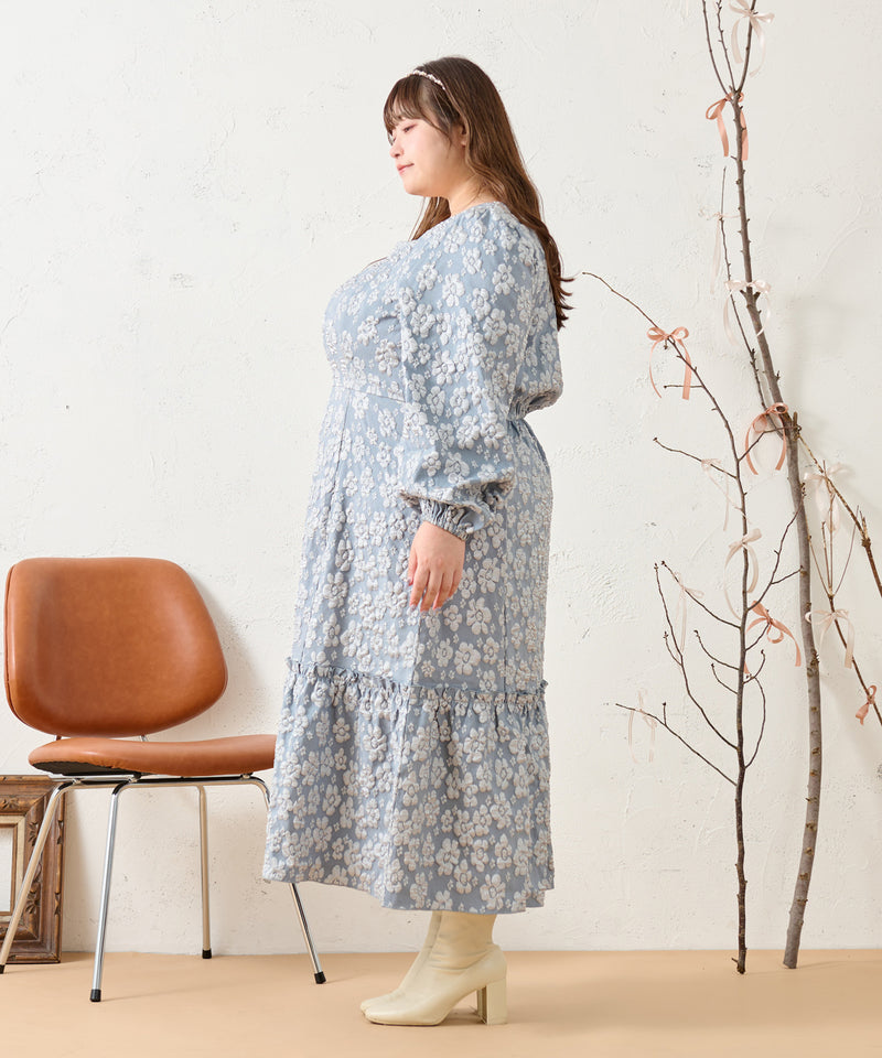 FLOWER JACQUARD ONEPIECE / フラワージャガードワンピース