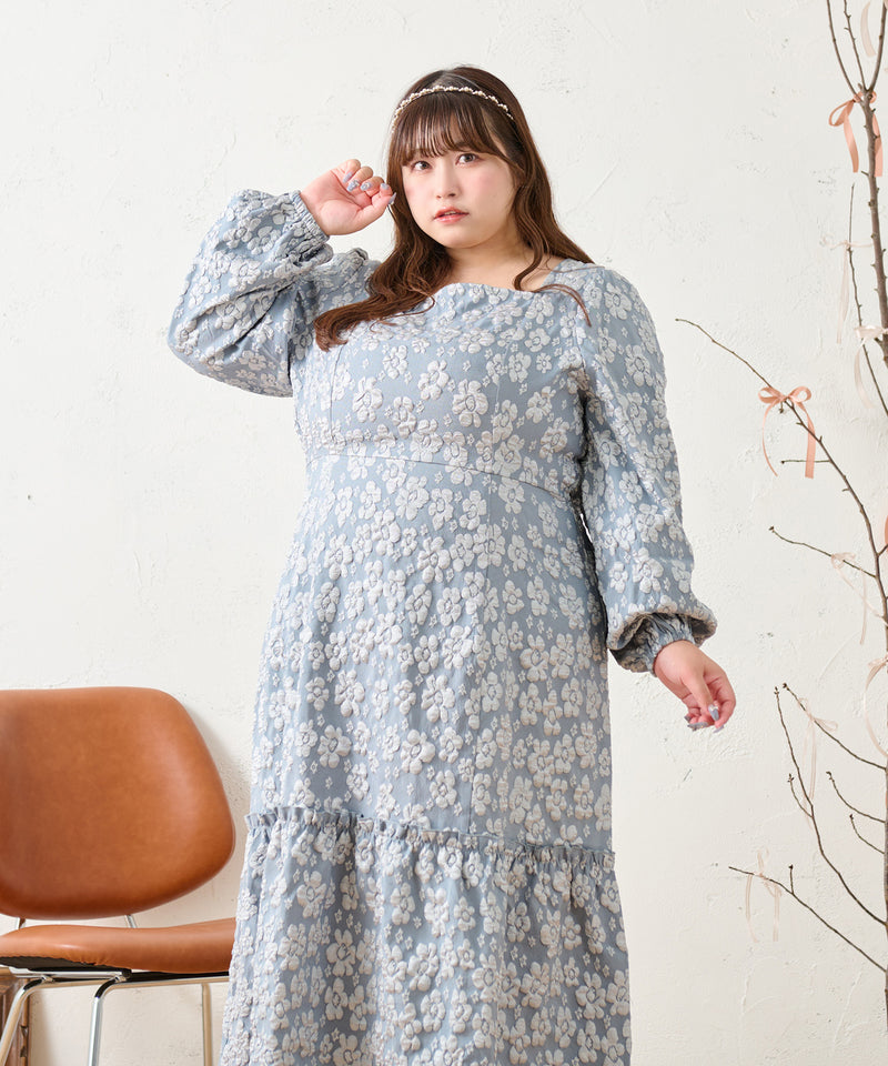 FLOWER JACQUARD ONEPIECE / フラワージャガードワンピース