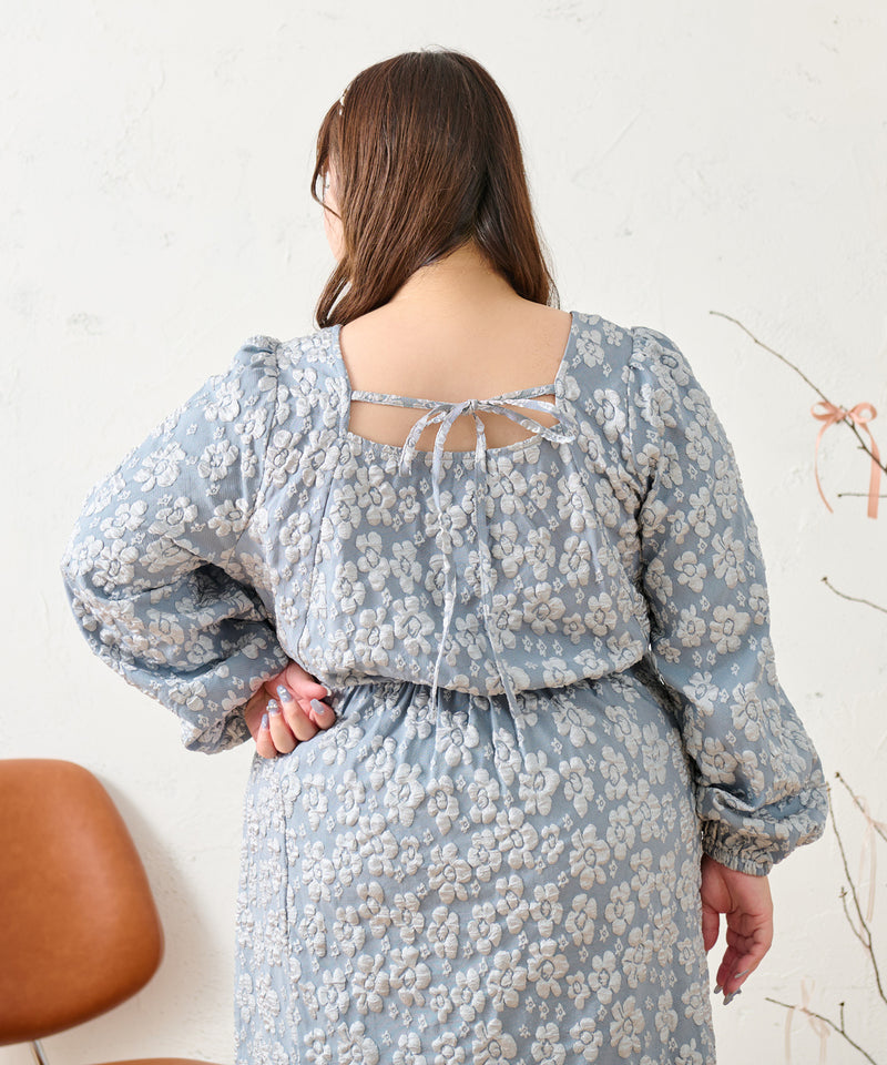 FLOWER JACQUARD ONEPIECE / フラワージャガードワンピース