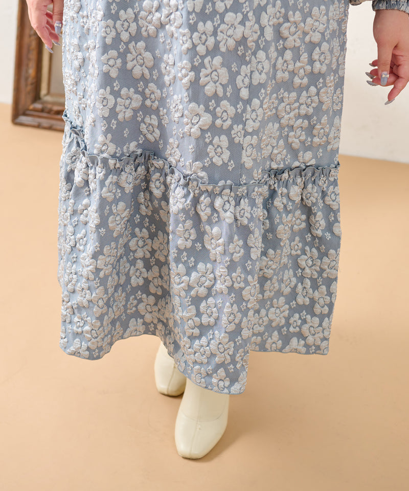 FLOWER JACQUARD ONEPIECE / フラワージャガードワンピース