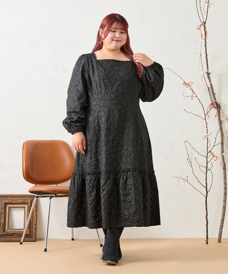 FLOWER JACQUARD ONEPIECE / フラワージャガードワンピース