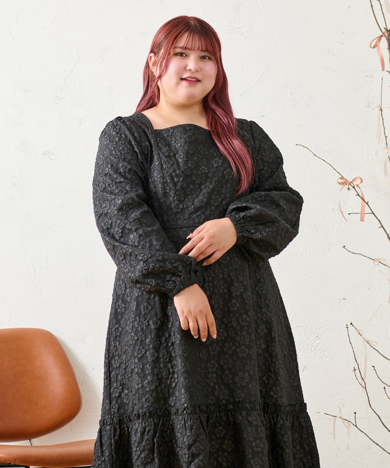 FLOWER JACQUARD ONEPIECE / フラワージャガードワンピース